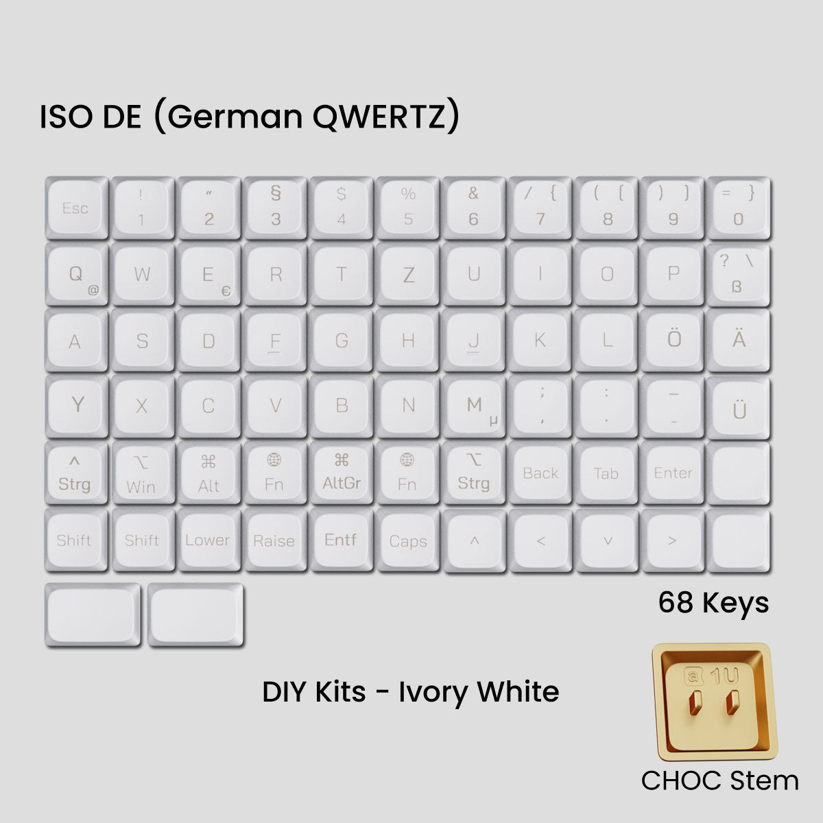 Awekeys Air Low Profile Metal Keycaps - Choc Stem
