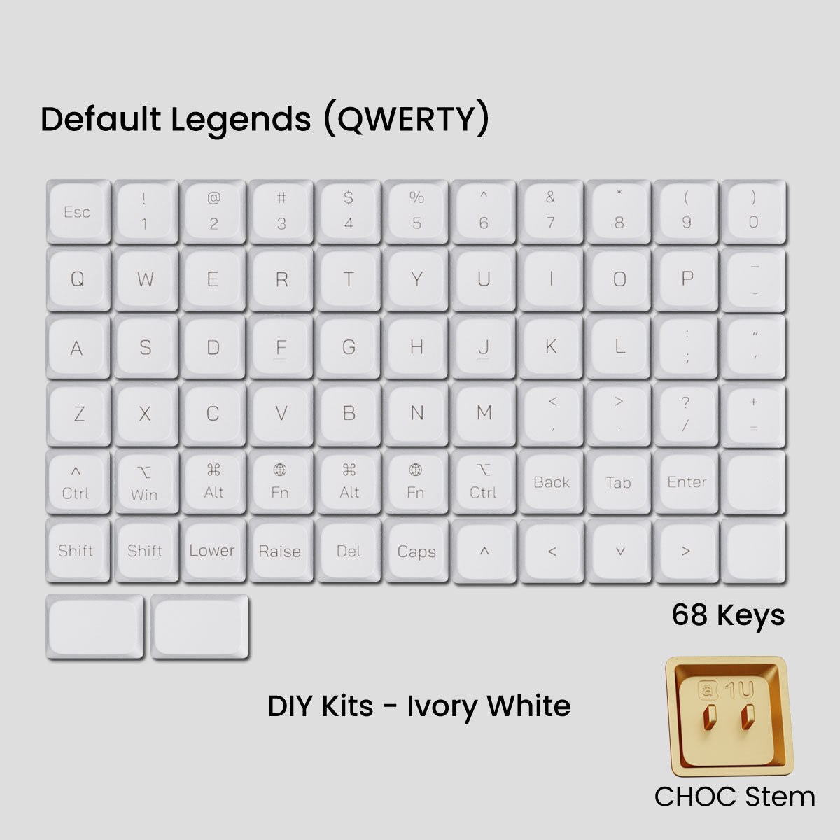 Awekeys Air Low Profile Metal Keycaps - Choc Stem