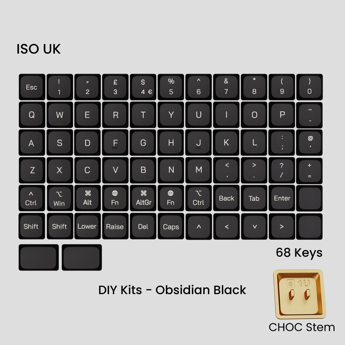 Awekeys Air Low Profile Metal Keycaps - Choc Stem
