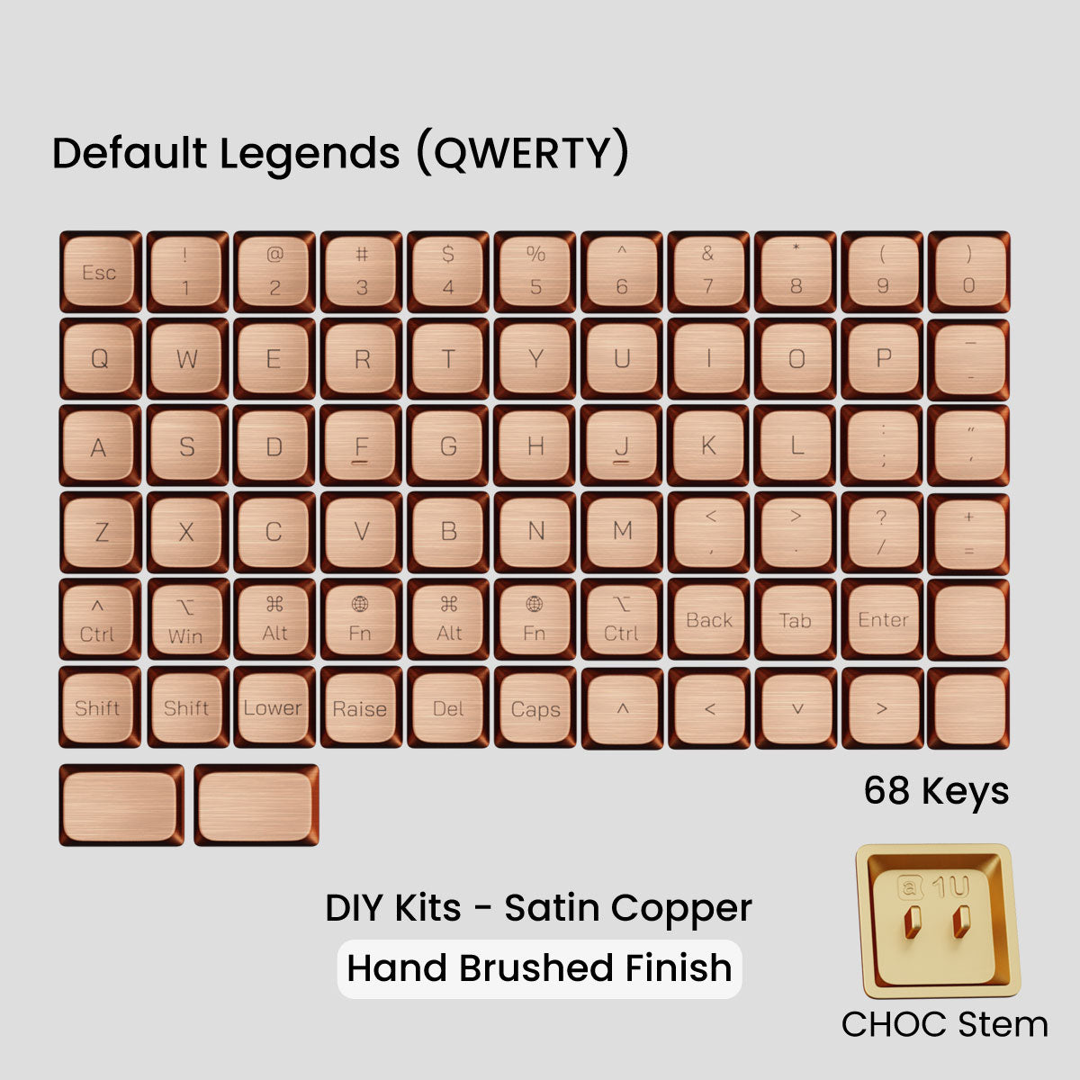 Awekeys Air Low Profile Metal Keycaps - Choc Stem