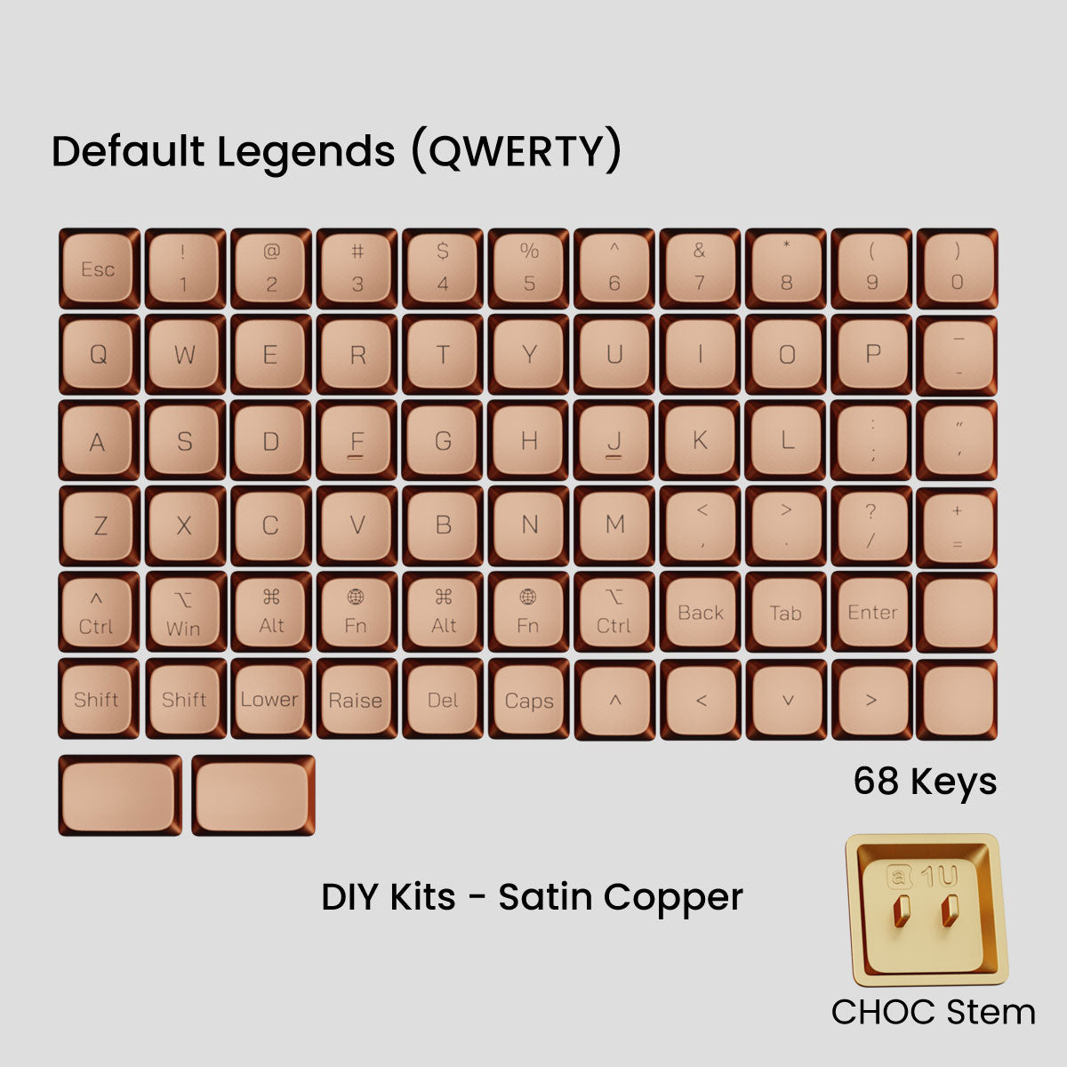 Awekeys Air Low Profile Metal Keycaps - Choc Stem