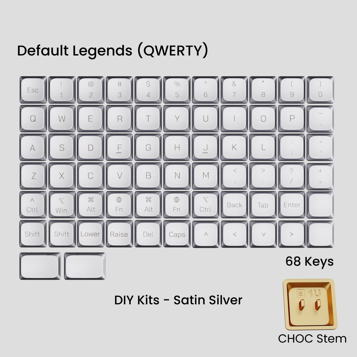 Awekeys Air Low Profile Metal Keycaps - Choc Stem