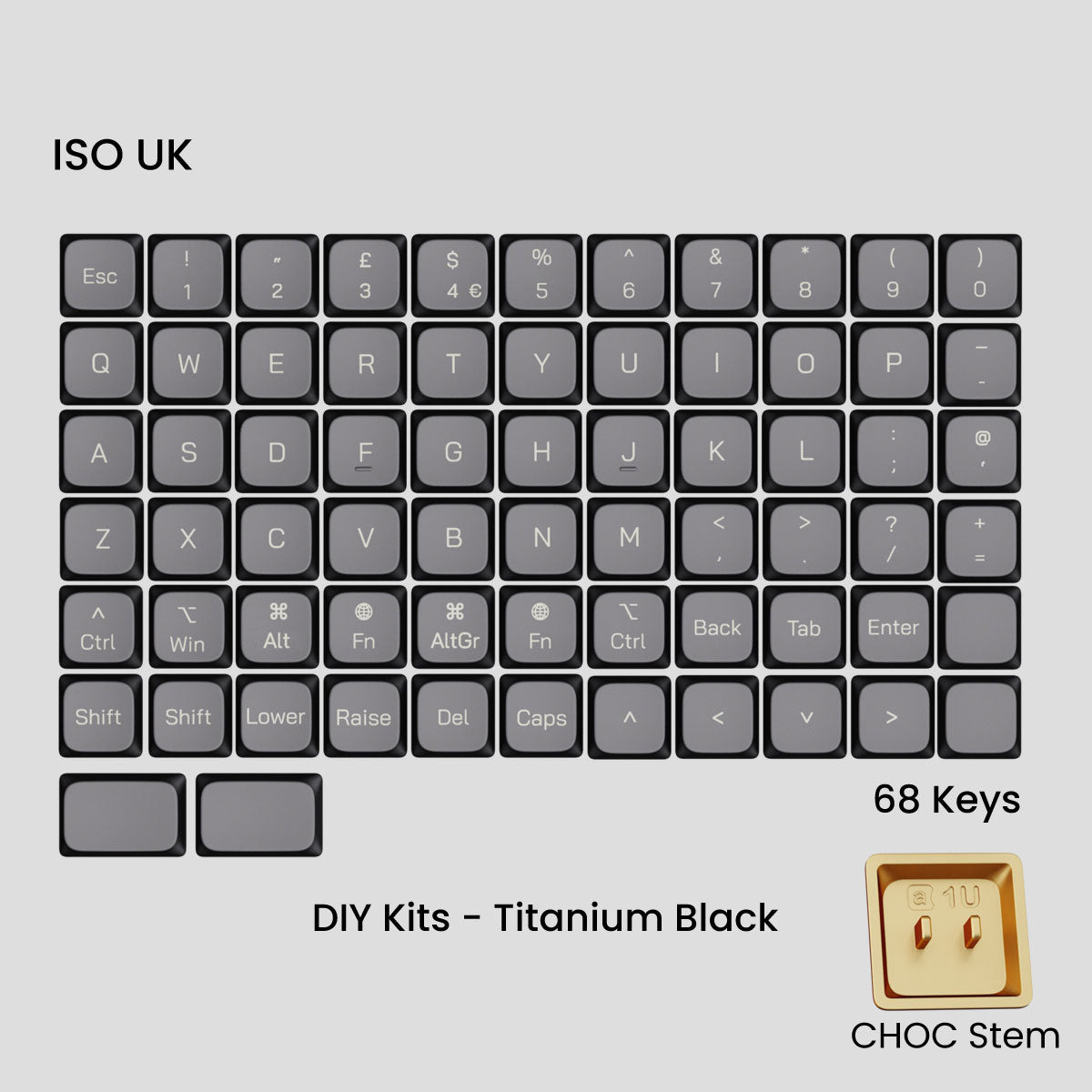 Awekeys Air Low Profile Metal Keycaps - Choc Stem