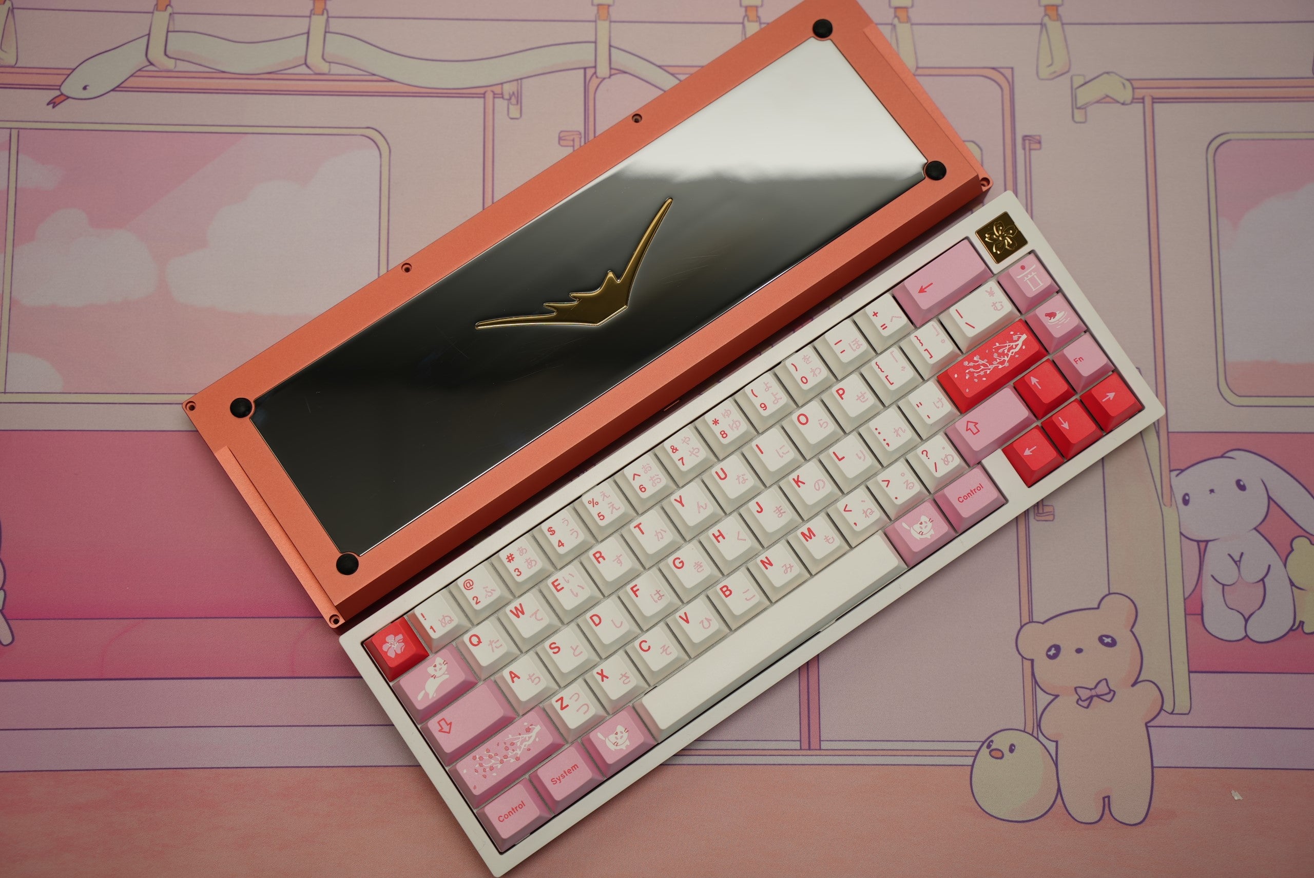 Fuji 65v2 Swirl Keyboard - Strawberry Yogurt