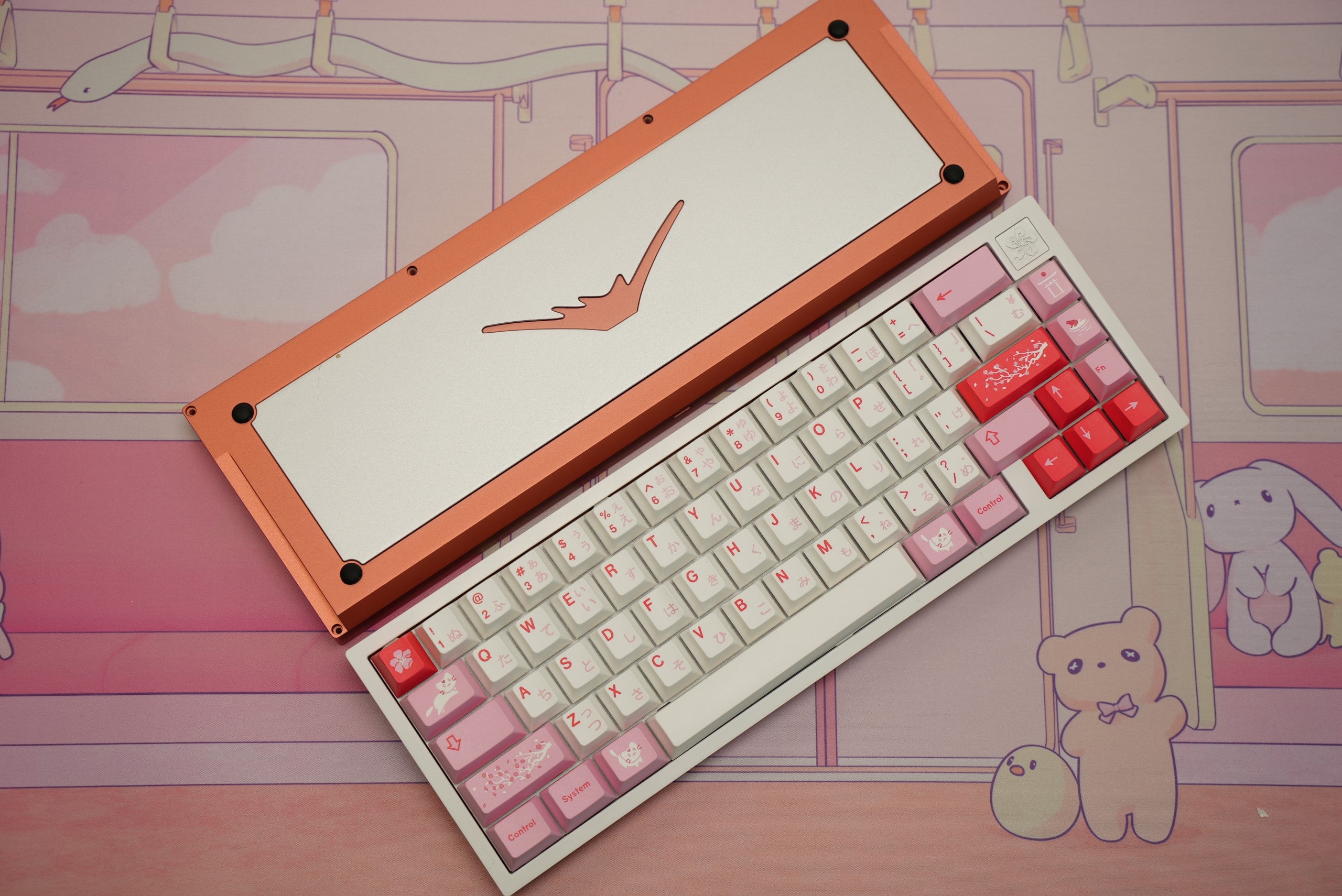 Fuji 65v2 Swirl Keyboard - Strawberry Yogurt