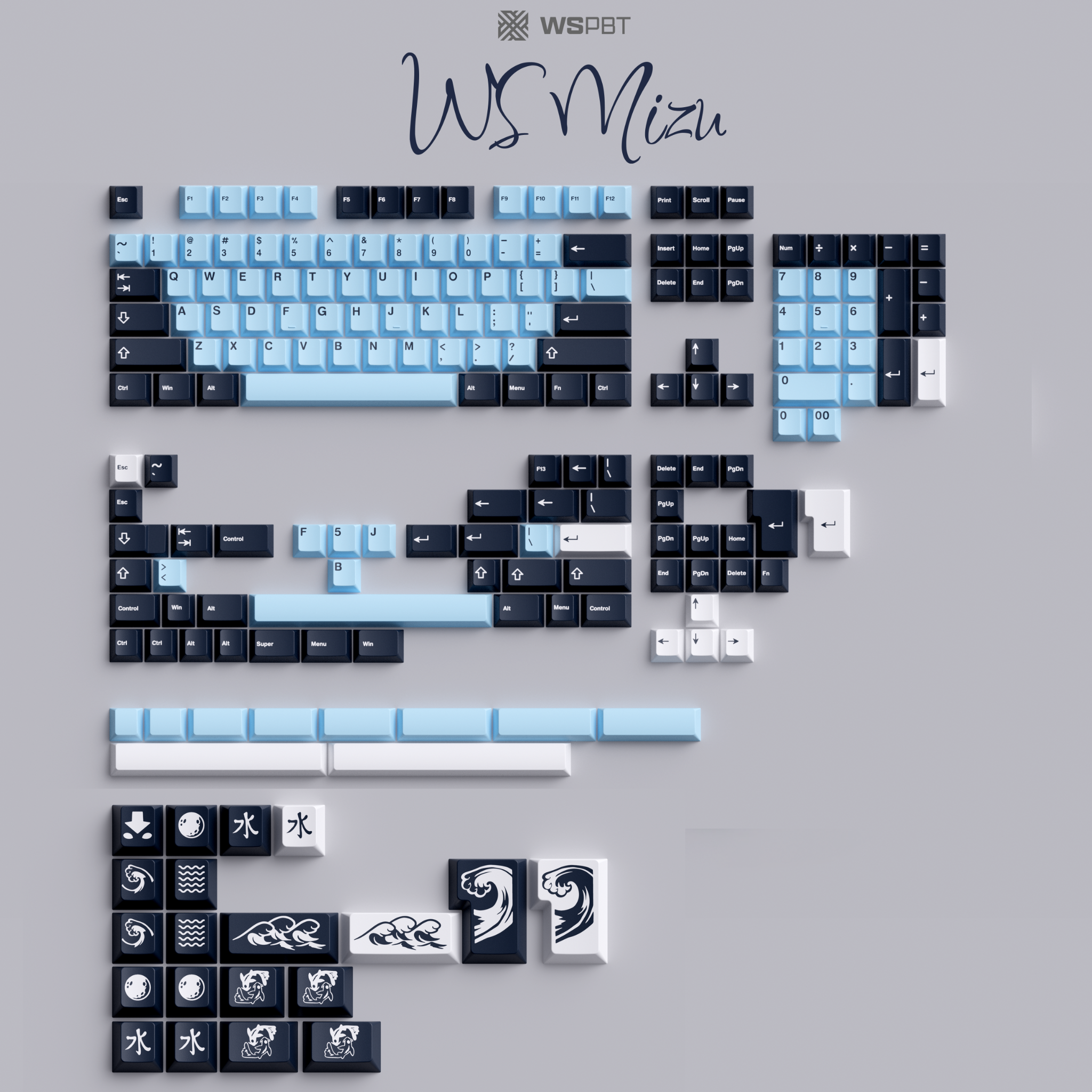 WS PBT Mizu Keycaps