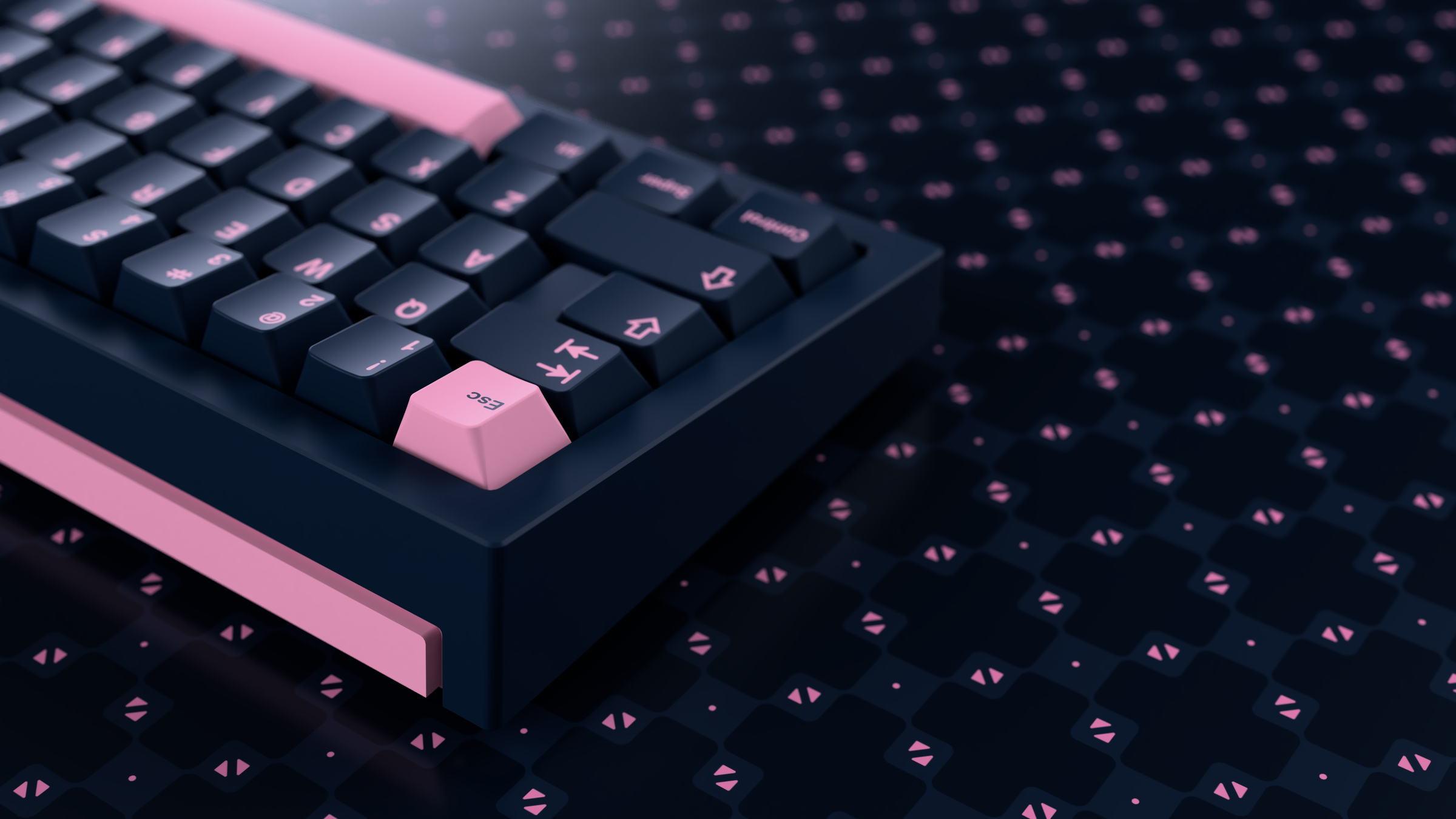 GMK Pink On Navy Deskmat