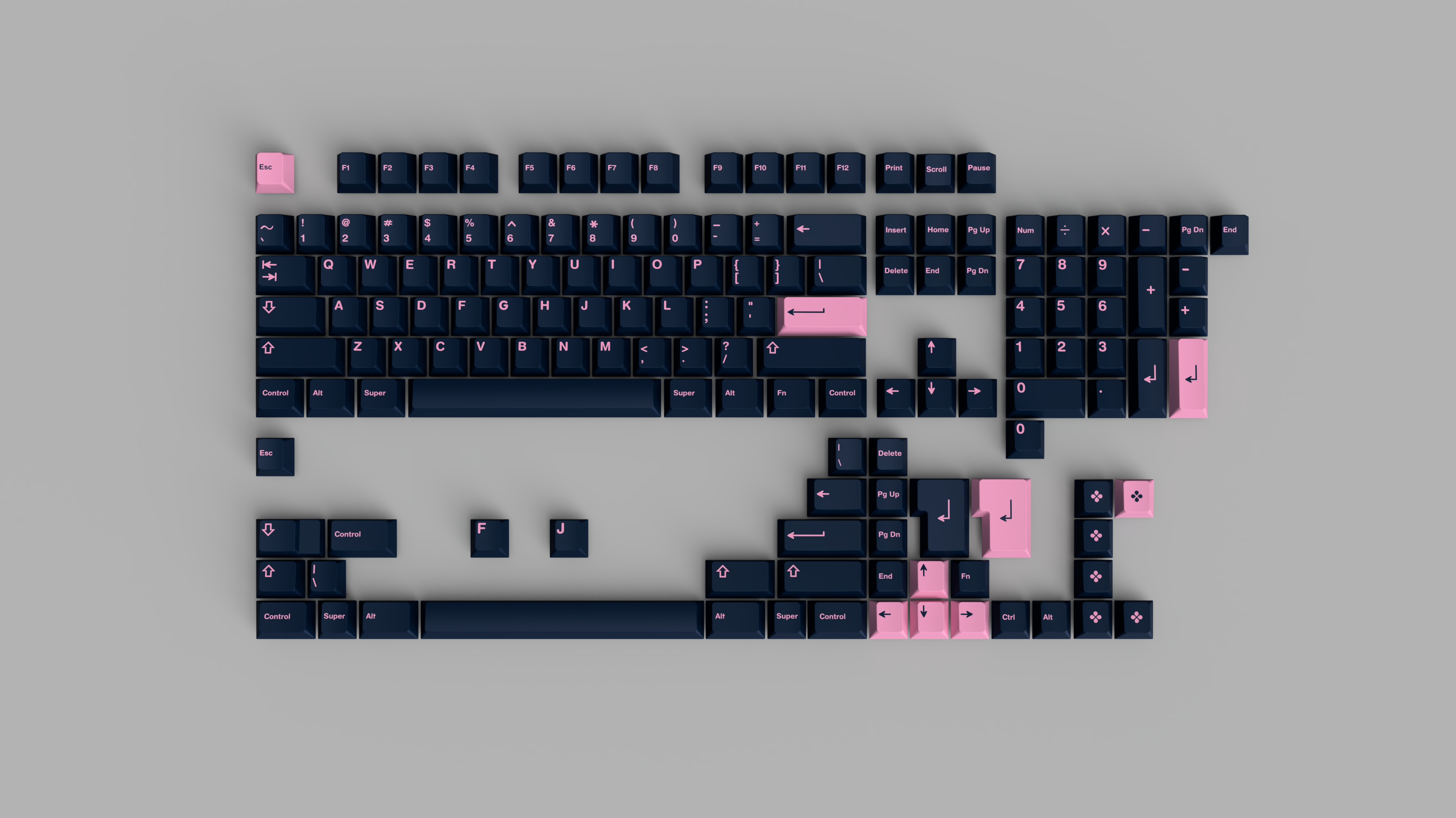 GMK Pink on Navy Keycaps