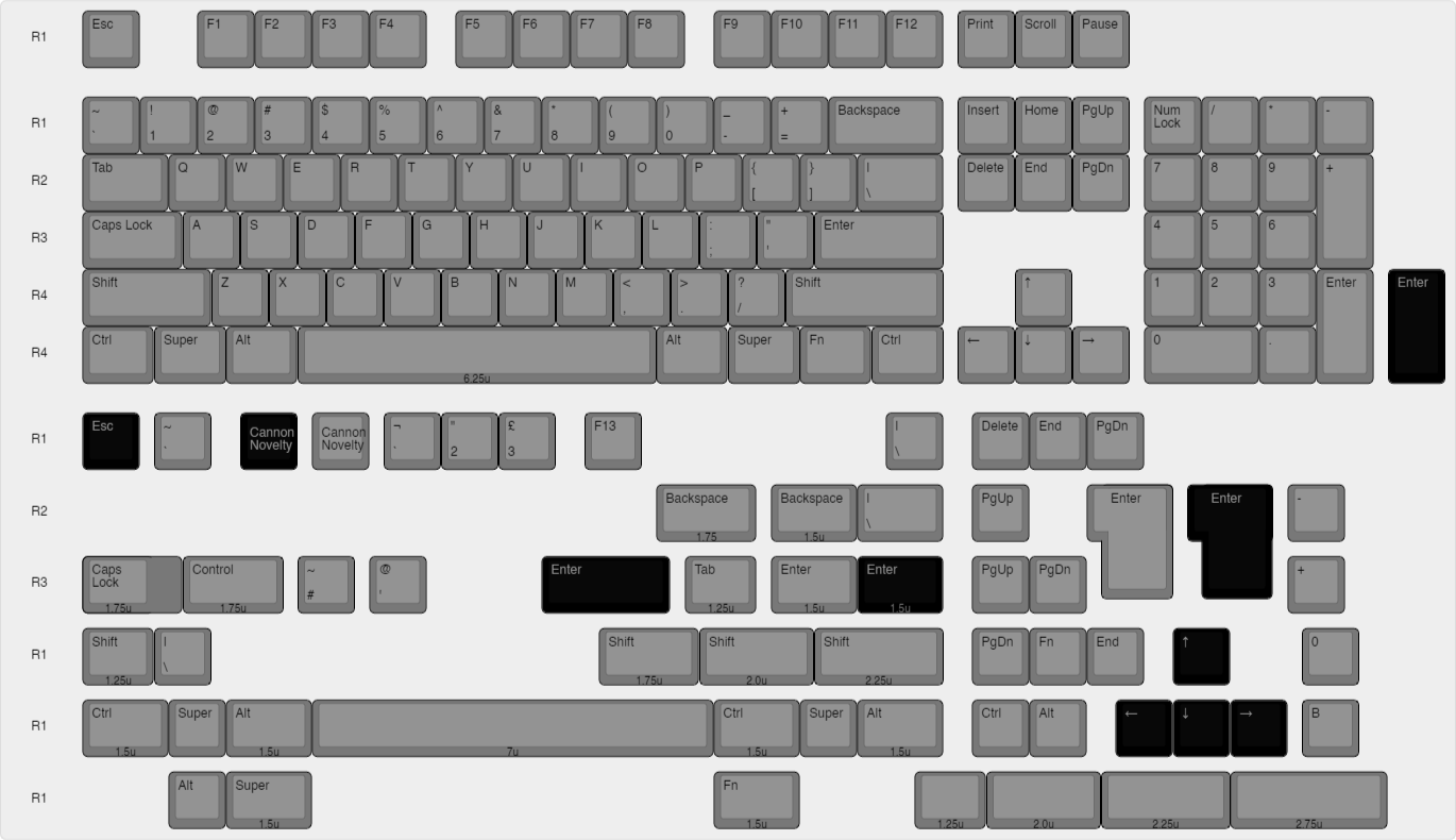 NicePBT Black on Grey Keycaps