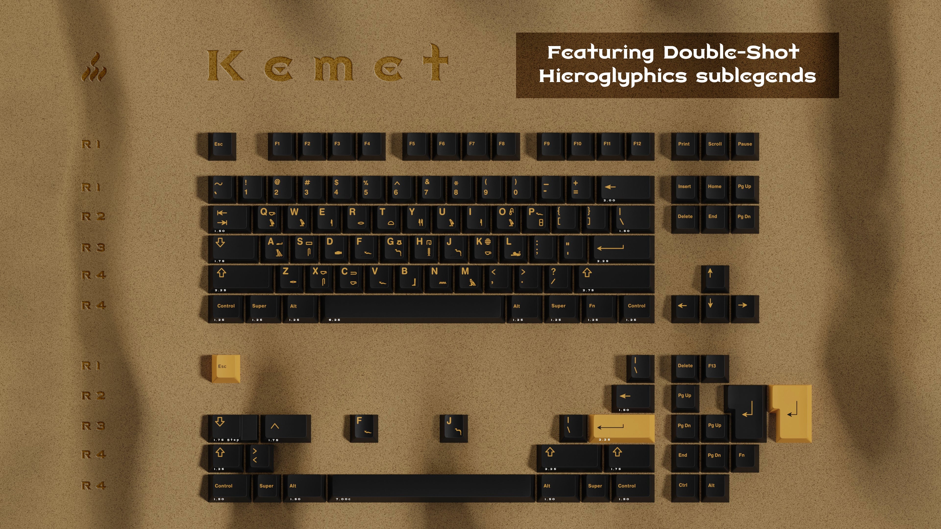 GMK Pharaoh Base + Novelties キーキャップセット GMK Pharaoh Base + Novelties キーキャップセット カスタマイズされた