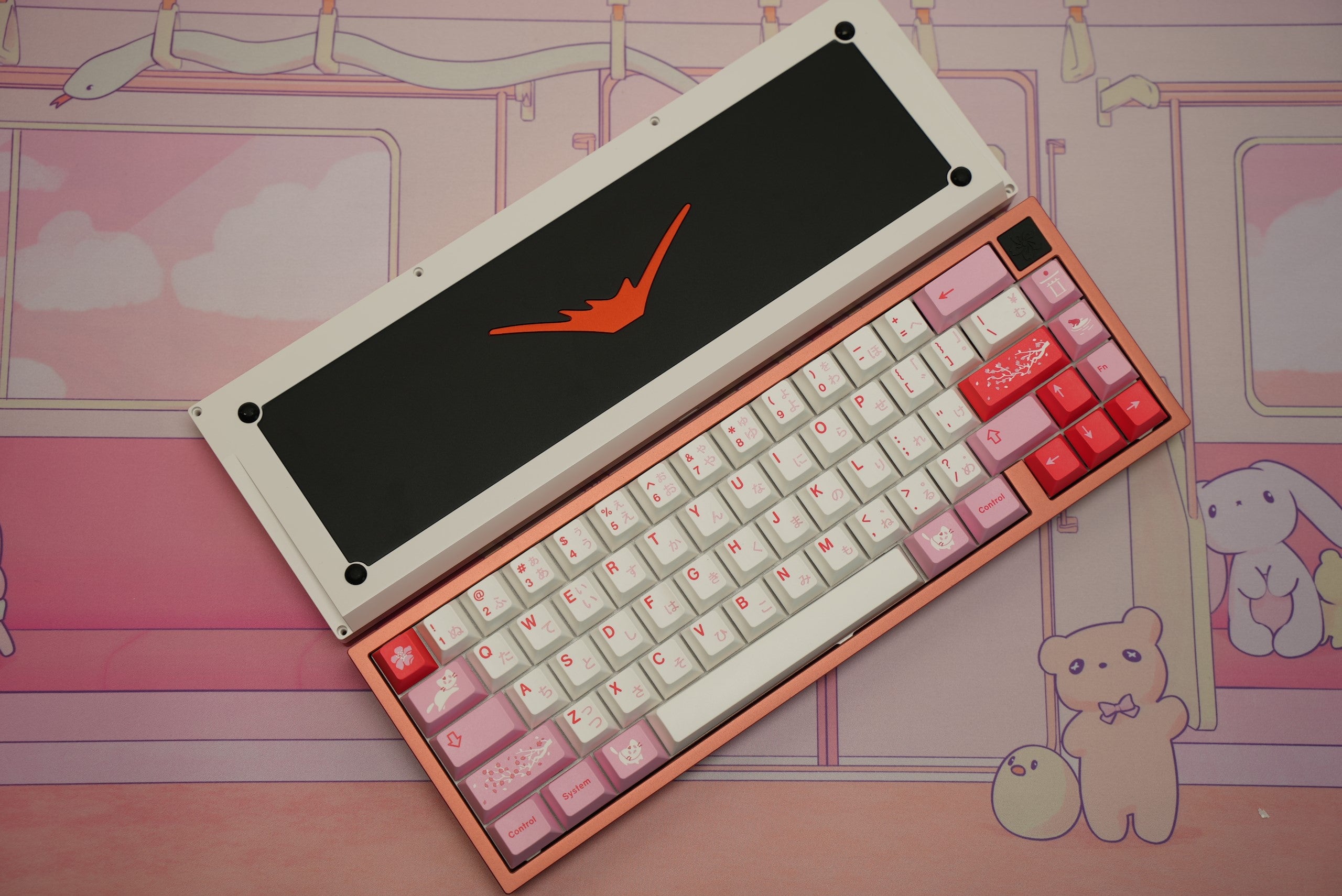 Fuji 65v2 Swirl Keyboard - Strawberry Yogurt