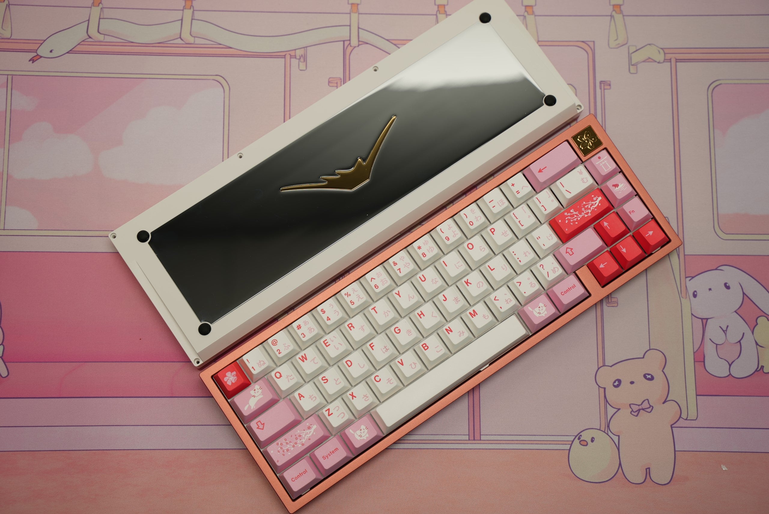 Fuji 65v2 Swirl Keyboard - Strawberry Yogurt