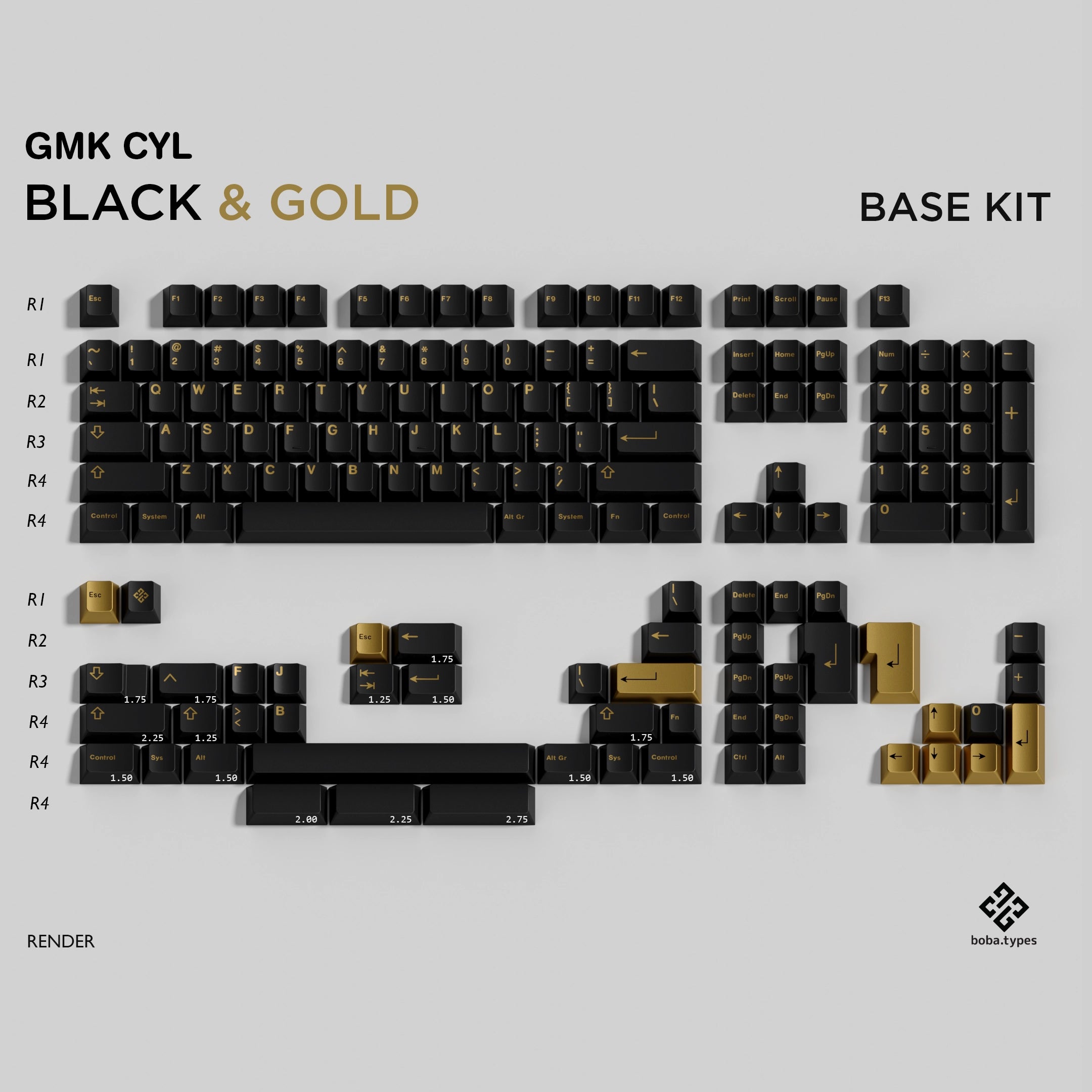 GMK CYL Black and Gold Keycaps