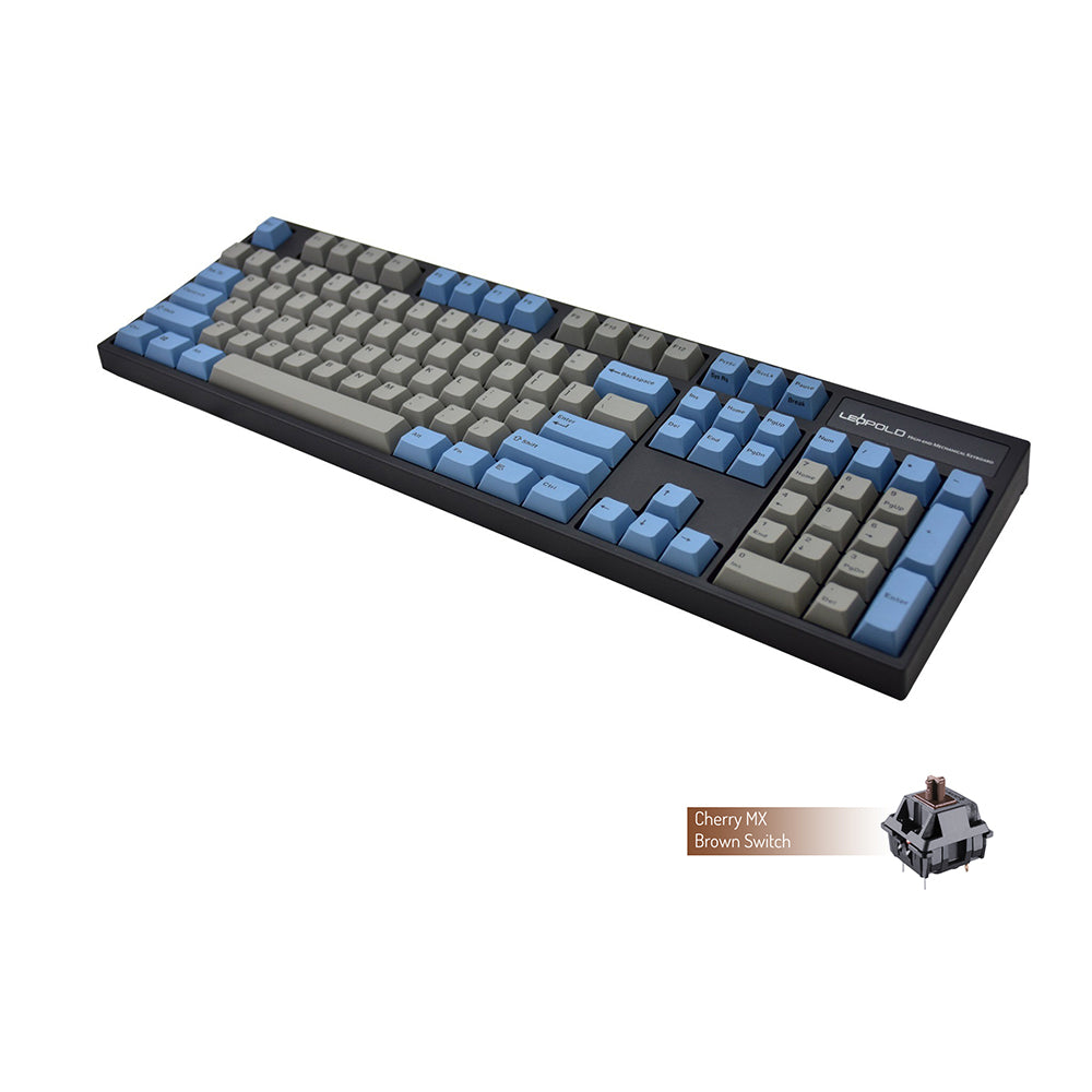 Leopold FC900R with Grey & Blue PBT Key Caps - Deskhero.ca