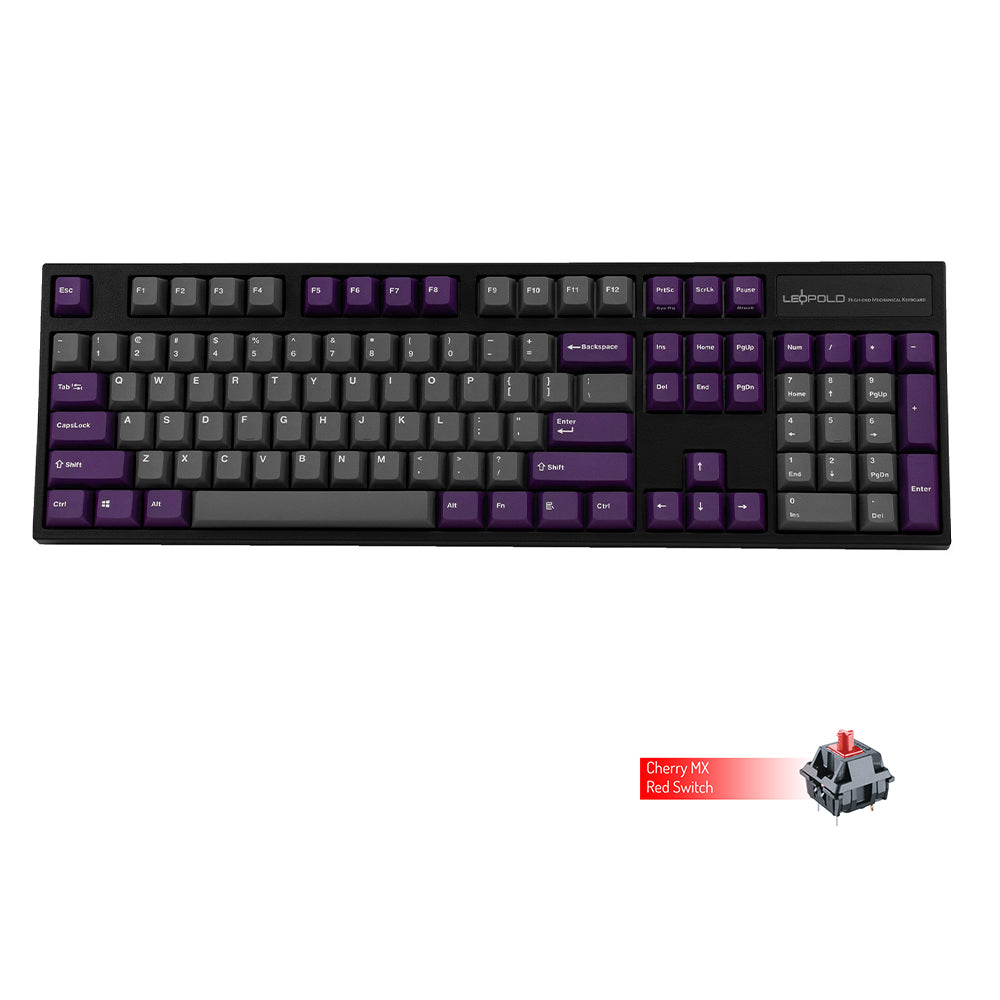 Leopold FC900R with Grey & Purple Key Caps - Deskhero.ca